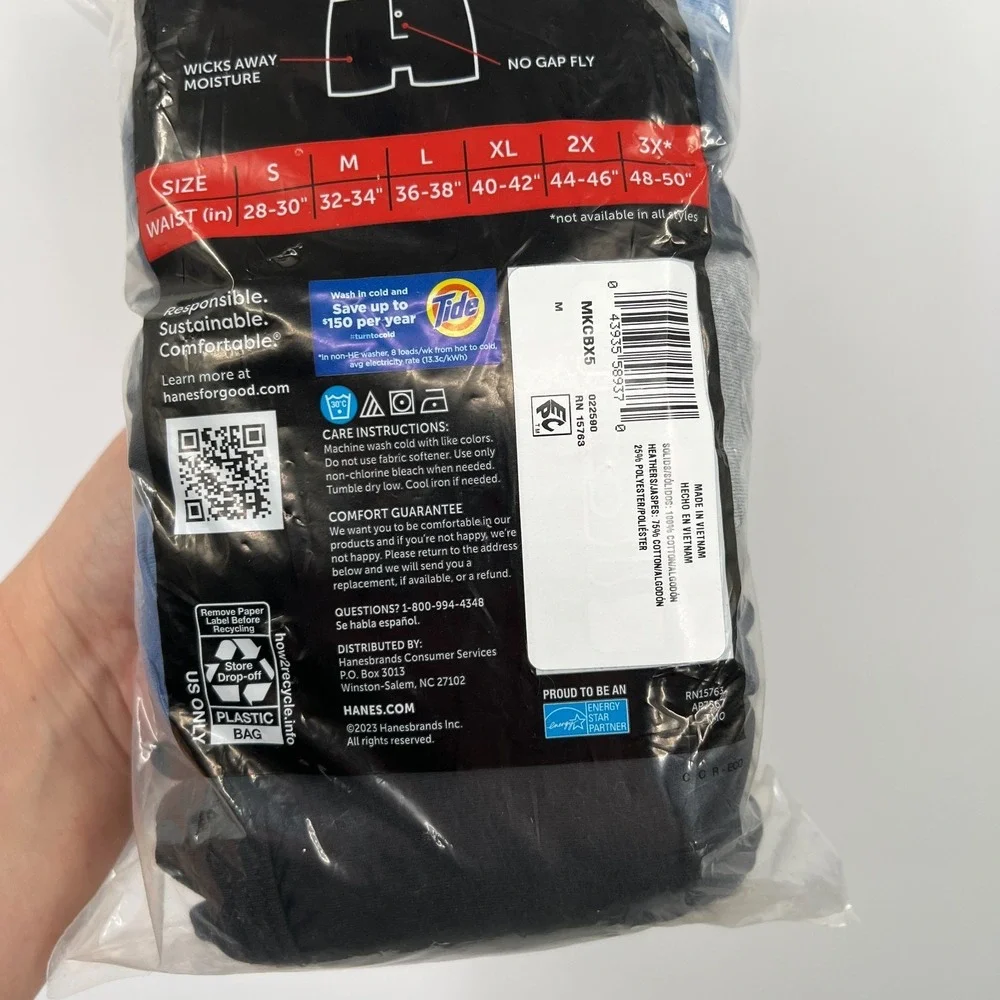 Hanes Tagless Boxers soft breathable wicking cool comfort M 5 value pack